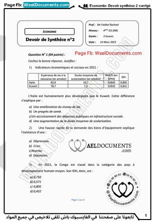 Economie sytnhèse 2 corrigé