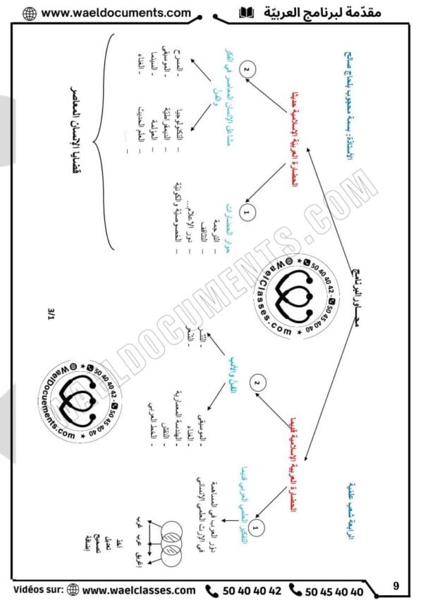 [A3]- عربيّة- تلاخيص، منهجيّة، تمارين نموذجي- عام كامل