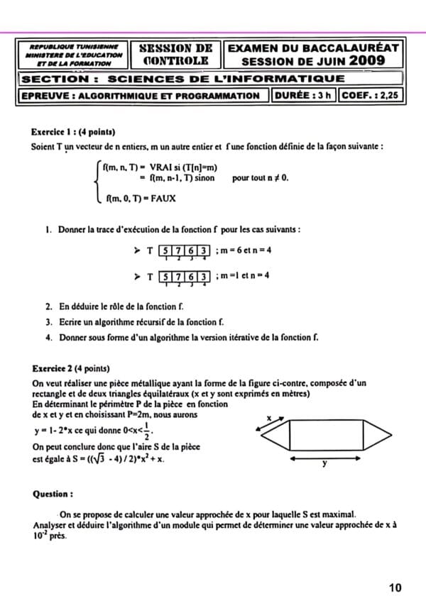 [B8new]- Algorithme et programmation- Epreuves bac info corrigées (2009-2024)