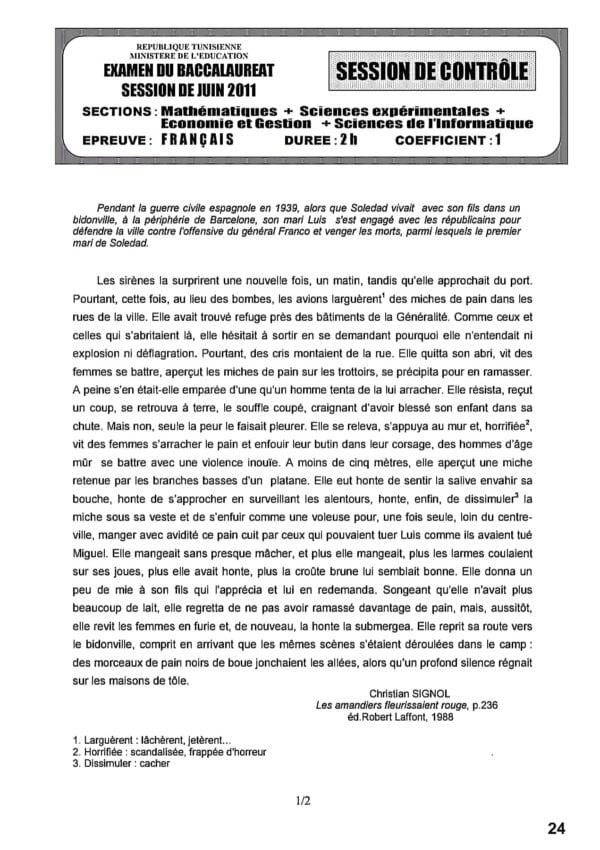 [W3new]- Français- Epreuves bac  corrigées - (2009-2024) Sections Sciences Exp, Maths, Info, Eco