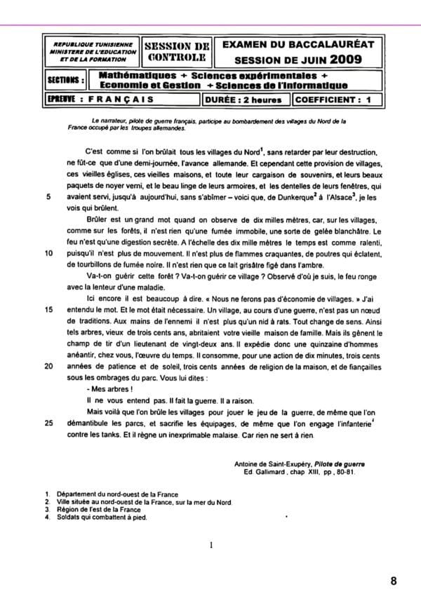 [W3new]- Français- Epreuves bac  corrigées - (2009-2024) Sections Sciences Exp, Maths, Info, Eco