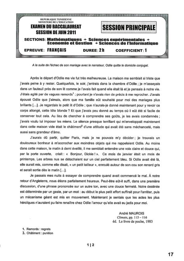 [W3new]- Français- Epreuves bac  corrigées - (2009-2024) Sections Sciences Exp, Maths, Info, Eco