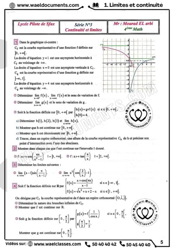 [H4new] Mathématiques- Séries pilote Sfax corrigés- Bac math