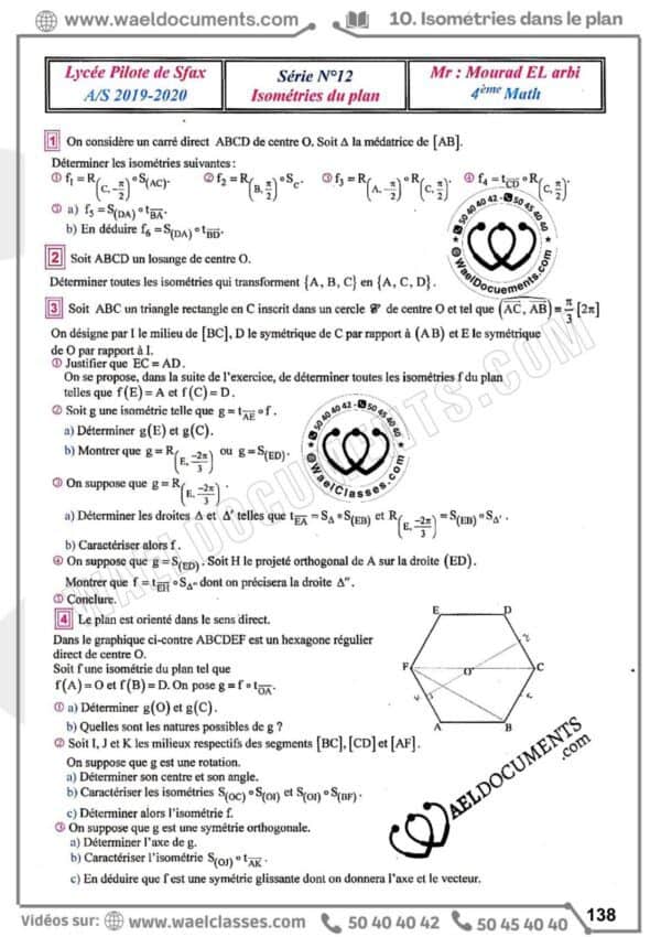 [H4new] Mathématiques- Séries pilote Sfax corrigés- Bac math