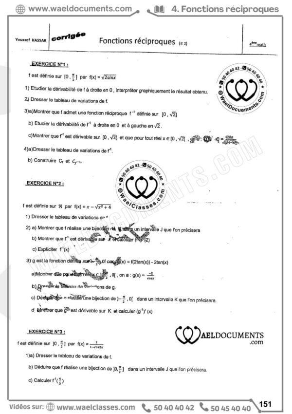 [H5new] Mathématiques-Tome1: Séries d'analyse corrigés- Bac math