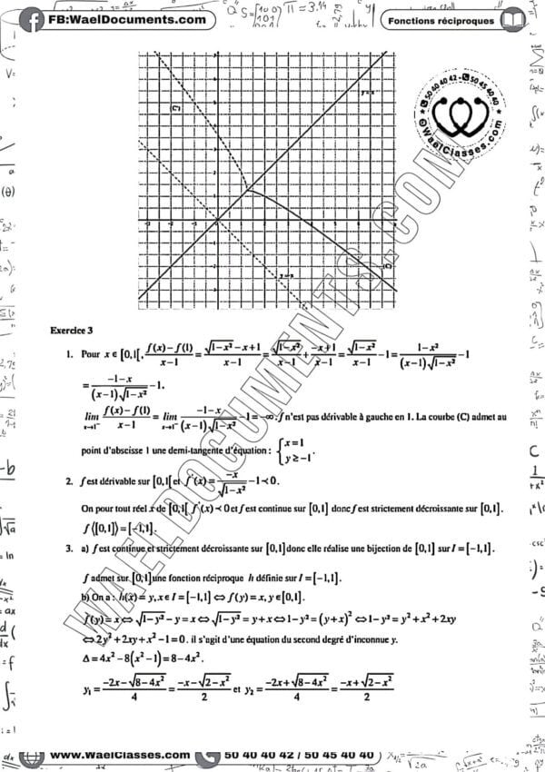 [M3new] Mathématiques - Exercices niveau moyen corrigés-Bac sciences