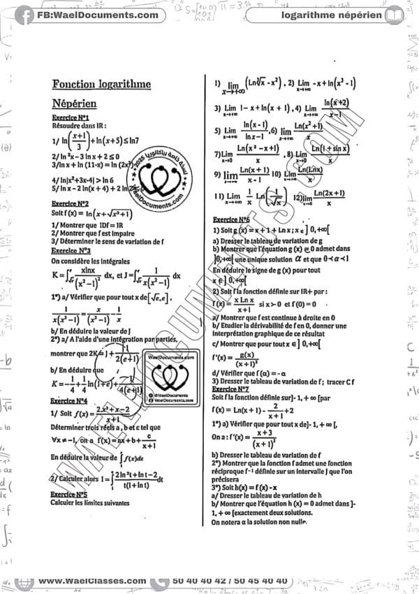 [M3new] Mathématiques - Exercices niveau moyen corrigés-Bac sciences