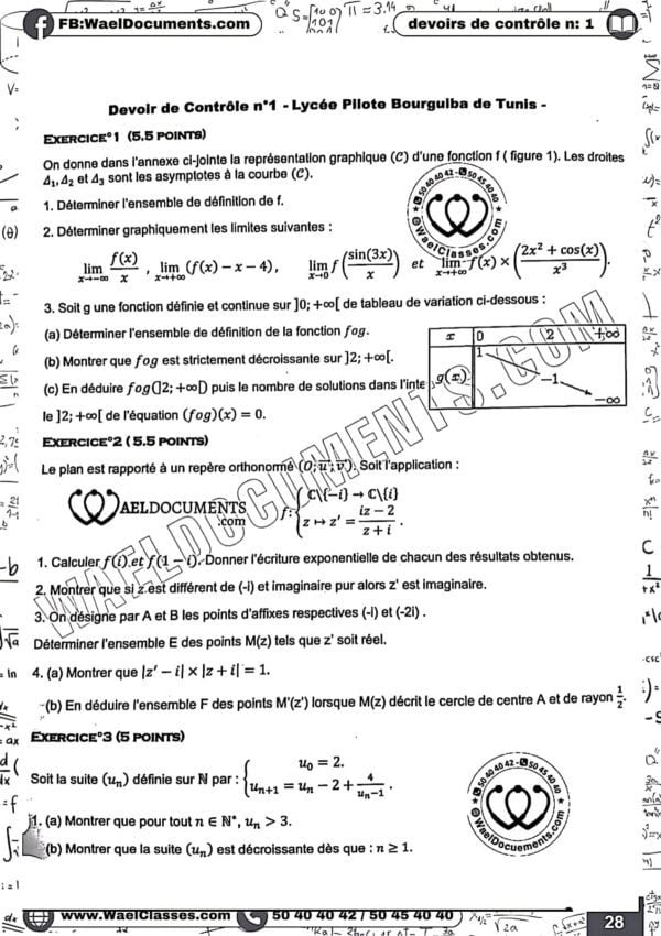 [M4new] Mathématiques- Devoirs autres pilotes corrigés- Bac sciences