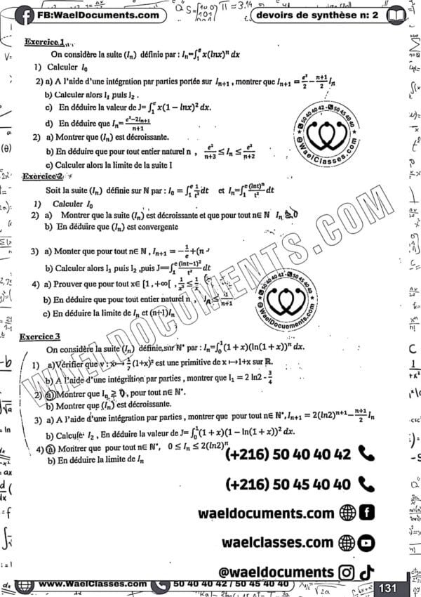 [M4new] Mathématiques- Devoirs autres pilotes corrigés- Bac sciences