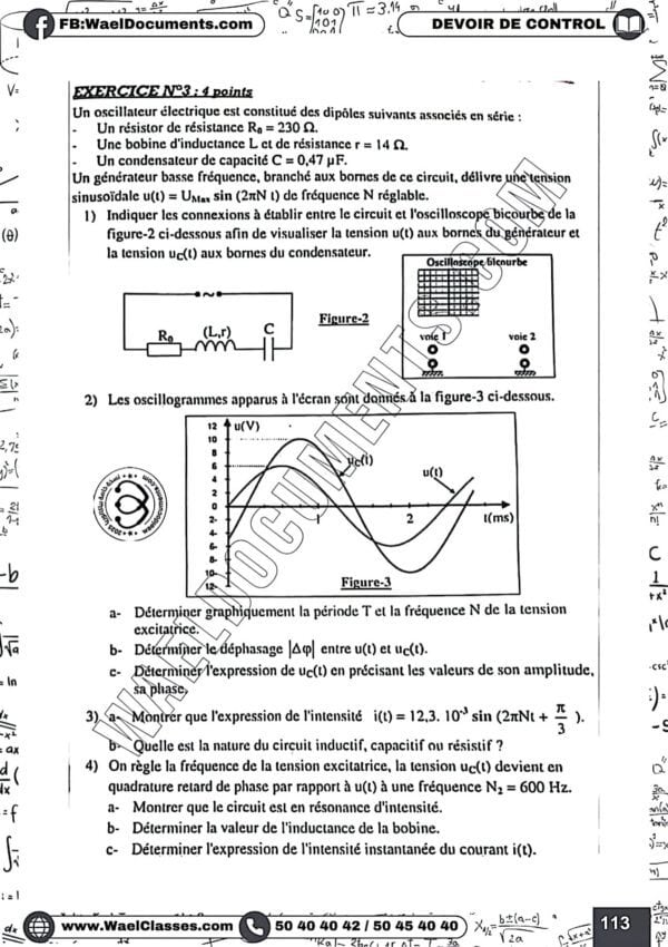 [P5new] Physiques- Devoirs lycées normaux corrigés- Bac sciences