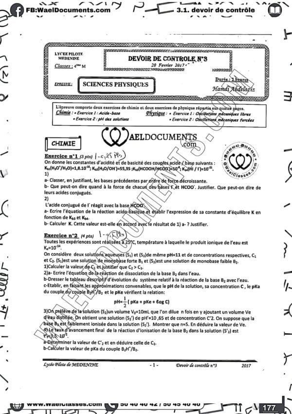 [P6new] Physiques- Devoirs autres Pilotes corrigés- Bac sciences