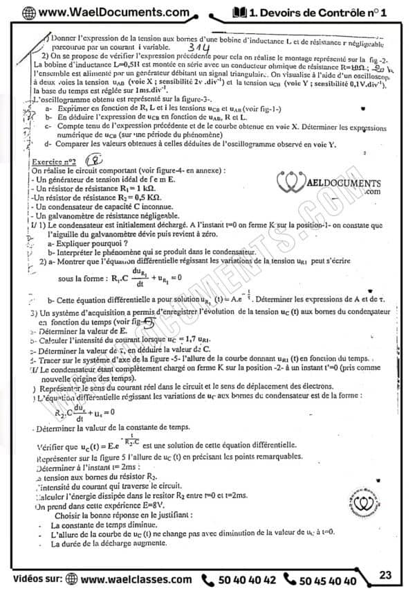 [T3new] Physiques-Devoirs corrigés tous les chapitres-Bac Technique