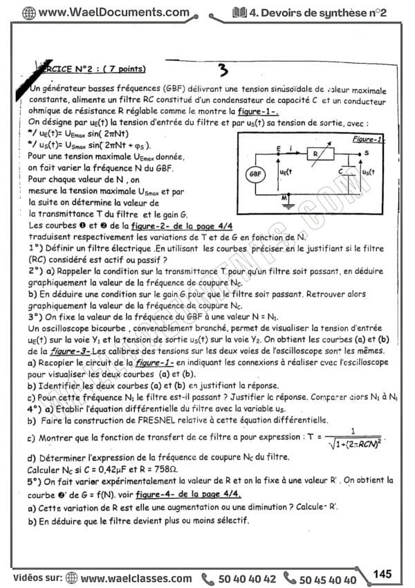 [T3new] Physiques-Devoirs corrigés tous les chapitres-Bac Technique