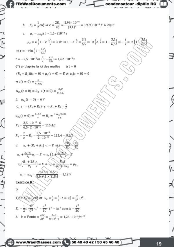 [V3new] Physiques- Exercices niveau moyen corrigés- Bac maths