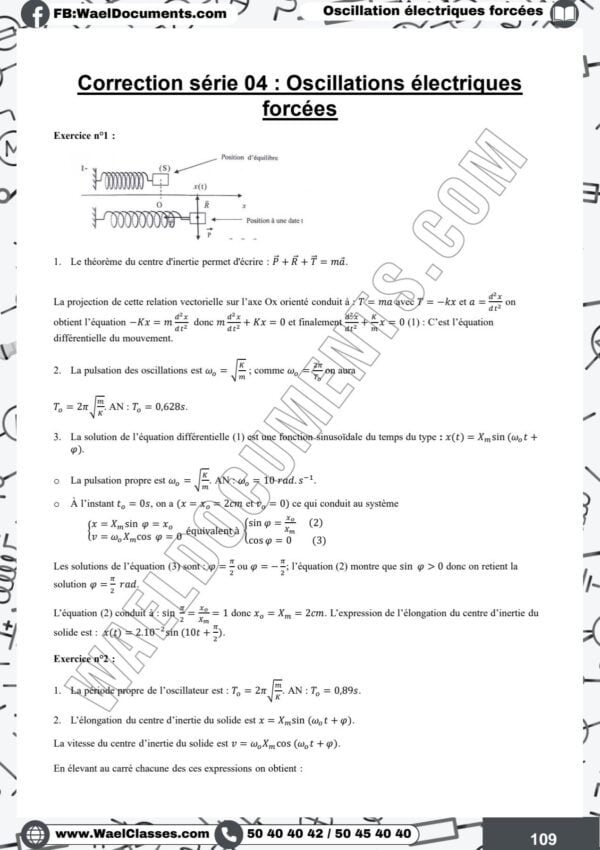[V3new] Physiques- Exercices niveau moyen corrigés- Bac maths